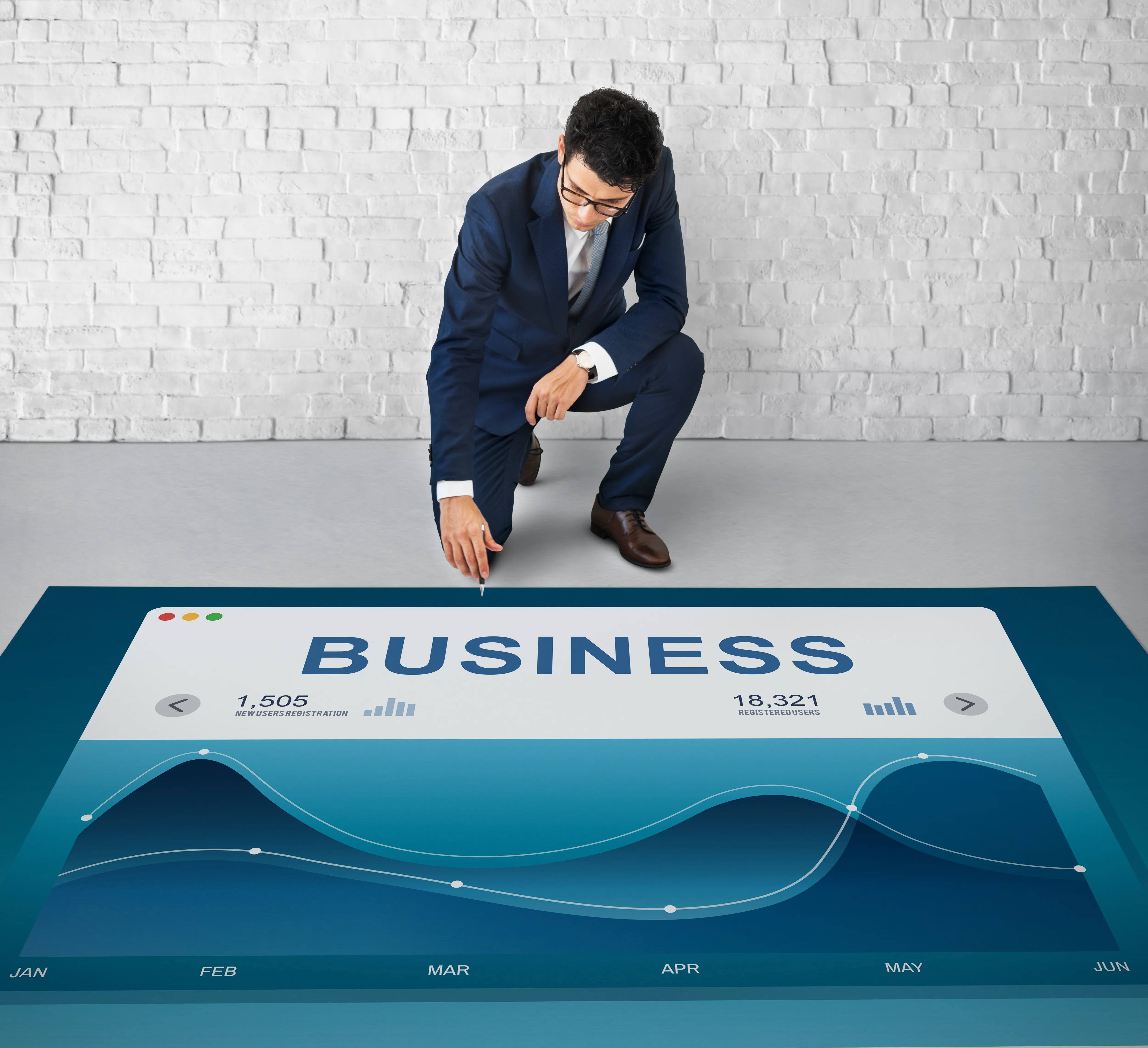 Business dashboard illustration with a graph on a screen